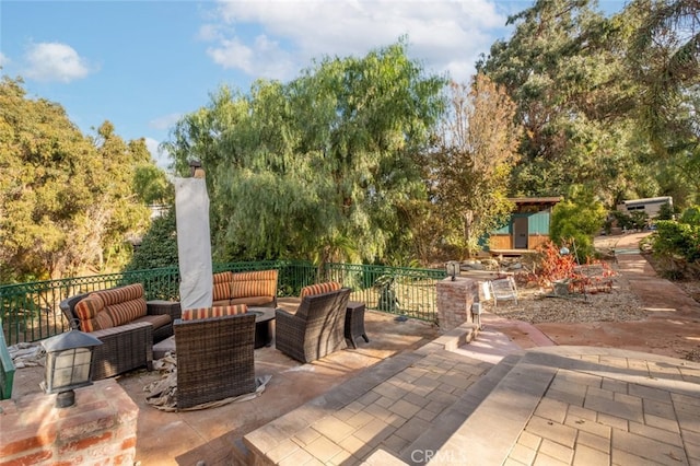 view of patio / terrace featuring an outdoor living space