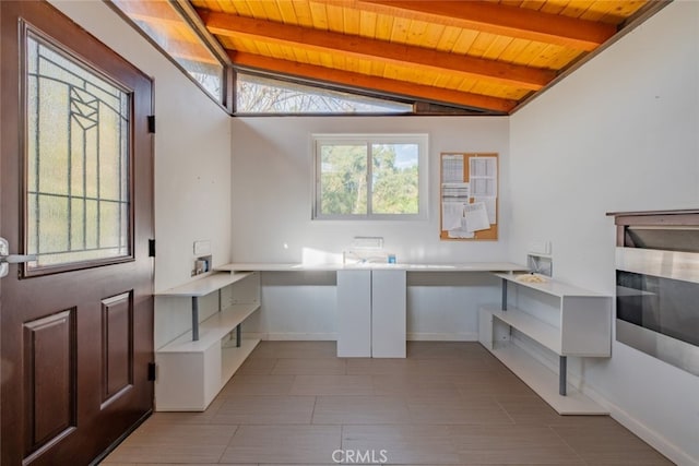 laundry room with wood ceiling