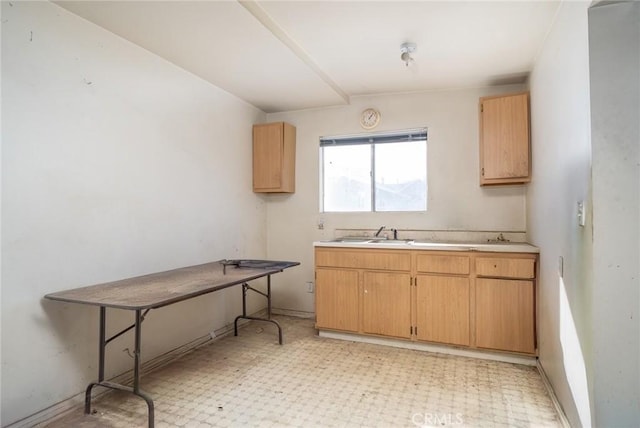 kitchen with sink and light brown cabinets