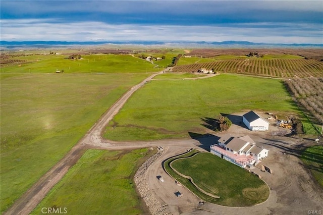 birds eye view of property featuring a rural view