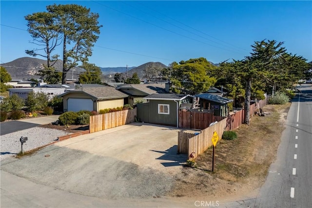 view of front of house with a mountain view