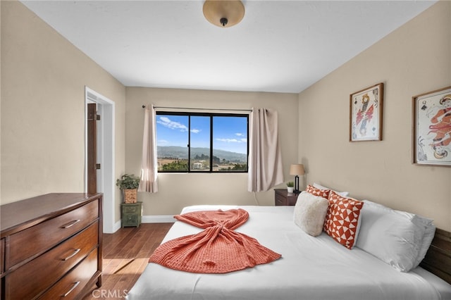 bedroom with light hardwood / wood-style floors