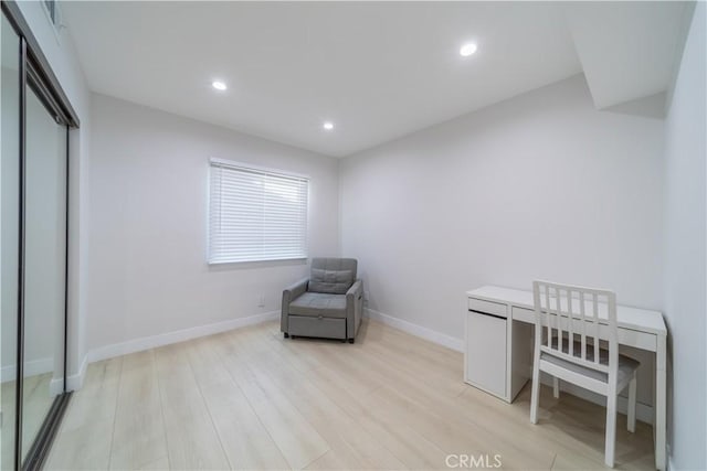 living area with light wood-type flooring