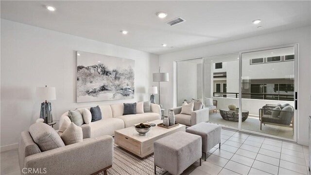 view of tiled living room