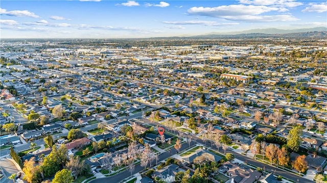 drone / aerial view with a mountain view