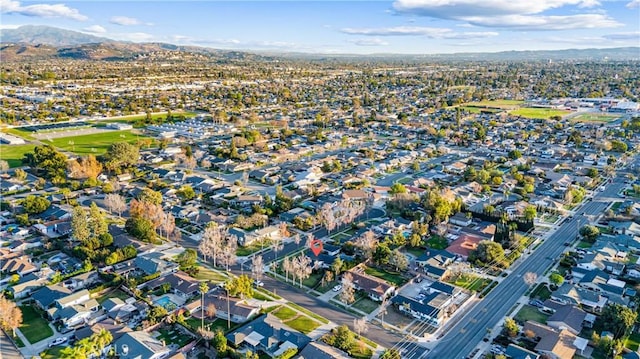 drone / aerial view with a mountain view