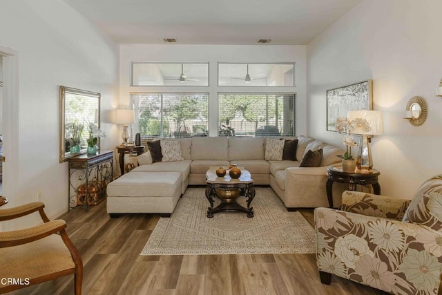 living room featuring wood-type flooring