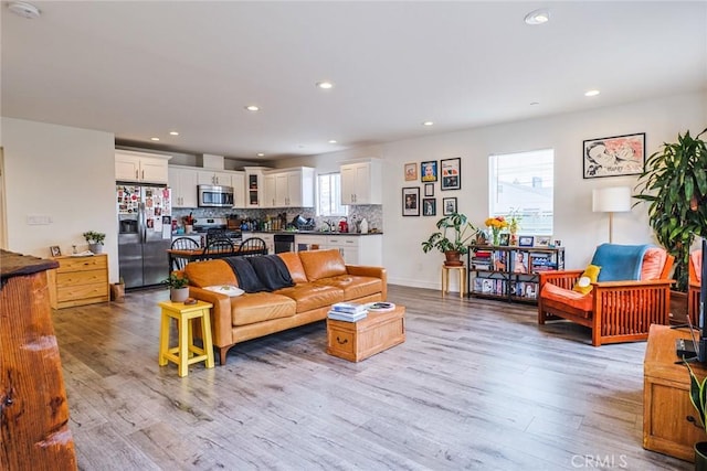 living room featuring light hardwood / wood-style flooring