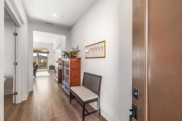 hall featuring dark hardwood / wood-style floors