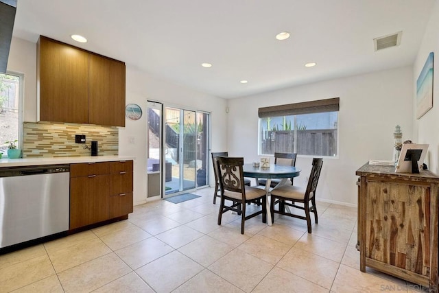 view of tiled dining area