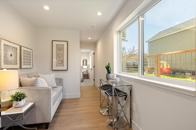 interior space with light hardwood / wood-style floors