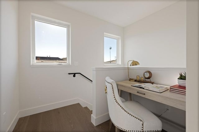 office area featuring hardwood / wood-style flooring