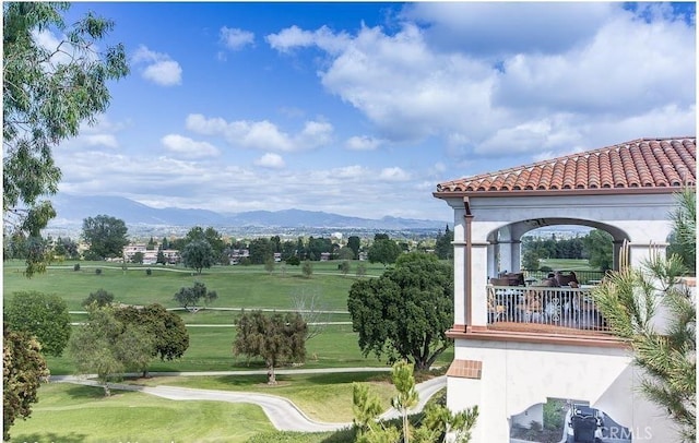 view of property's community with a gazebo and a mountain view