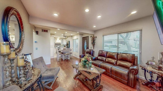 living room featuring light hardwood / wood-style floors