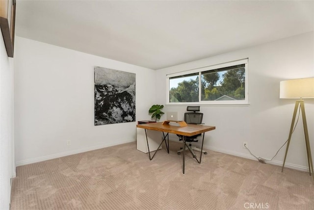 view of carpeted home office