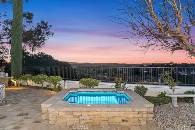 35 Brindisi, Laguna Niguel, CA 92677 - pool at dusk with a fenced backyard
