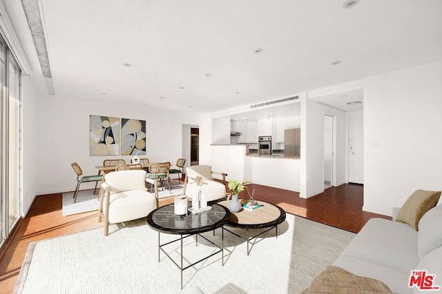 living room featuring light hardwood / wood-style flooring