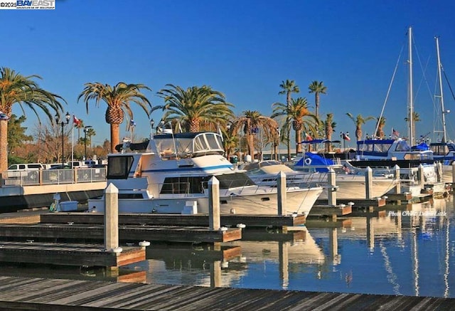 view of dock featuring a water view