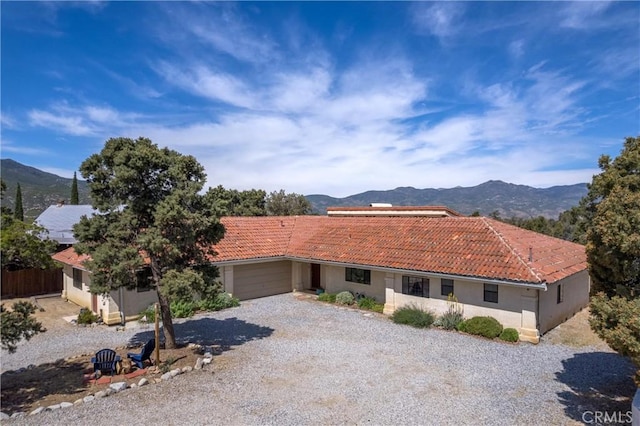 63595 Santa Rosa Rd, Mountain Center, CA 92561 - view of front of house with a mountain view and a garage