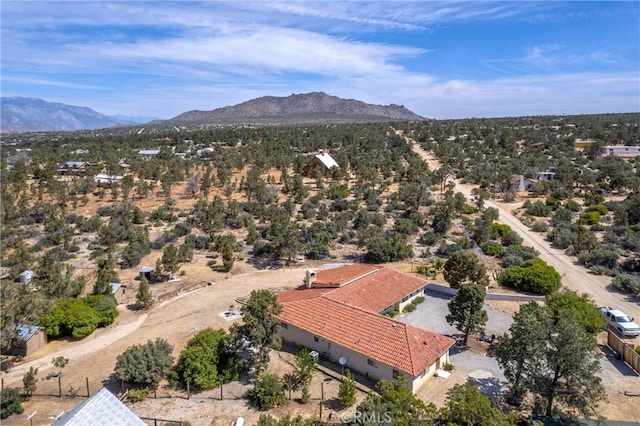 birds eye view of property with a mountain view