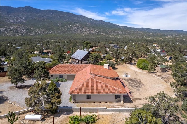 drone / aerial view with a mountain view