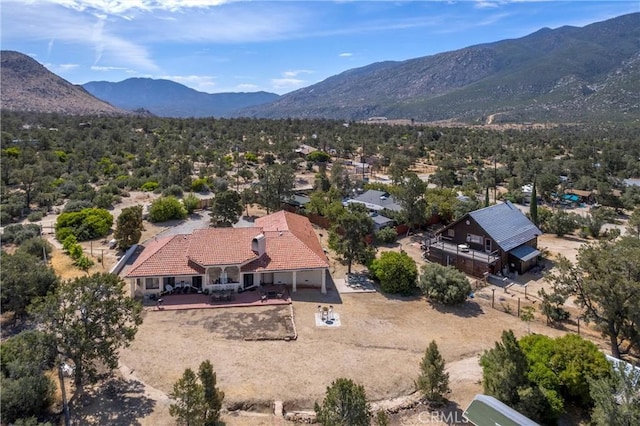 bird's eye view with a mountain view