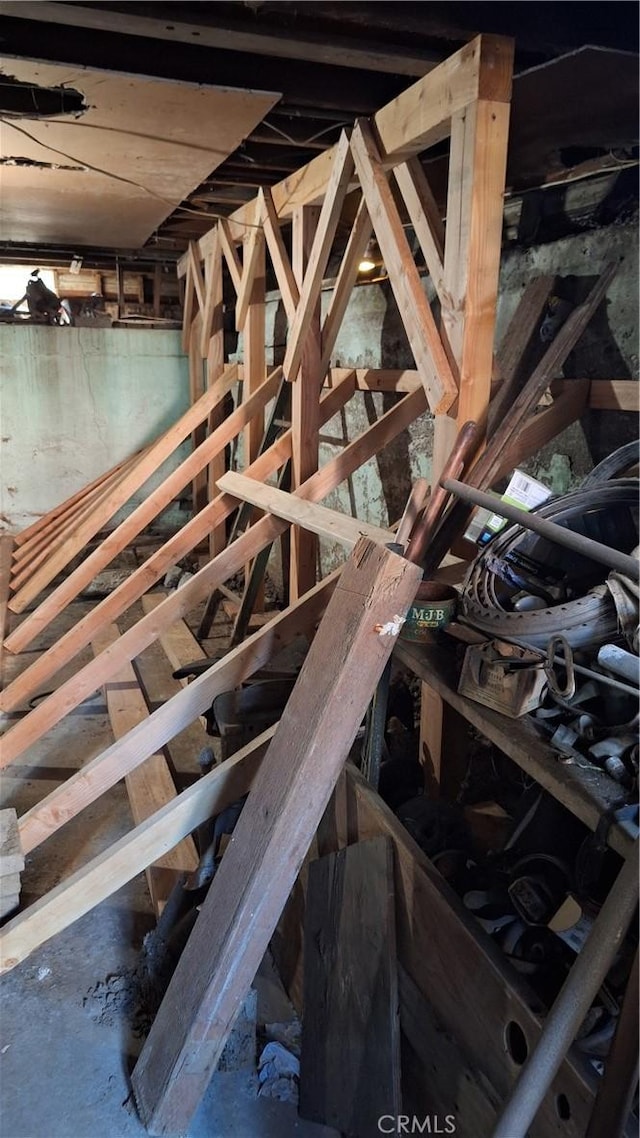 view of unfinished attic