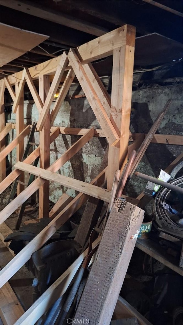 view of unfinished attic