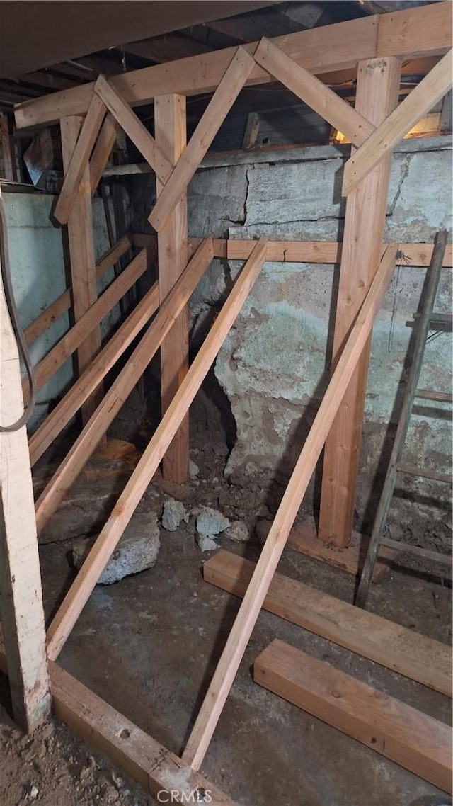 view of unfinished attic