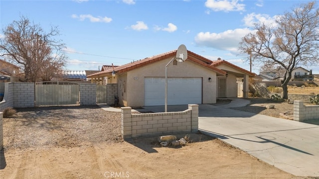 view of property exterior with a garage