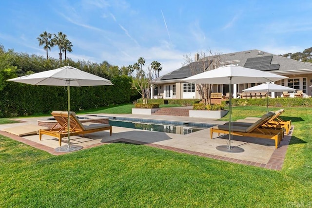 16625 Via Lago Azul, Rancho Santa Fe, CA 92067 - surrounding community featuring a patio area, a pool, and a lawn