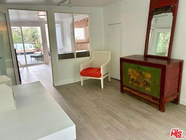 living area featuring light hardwood / wood-style floors