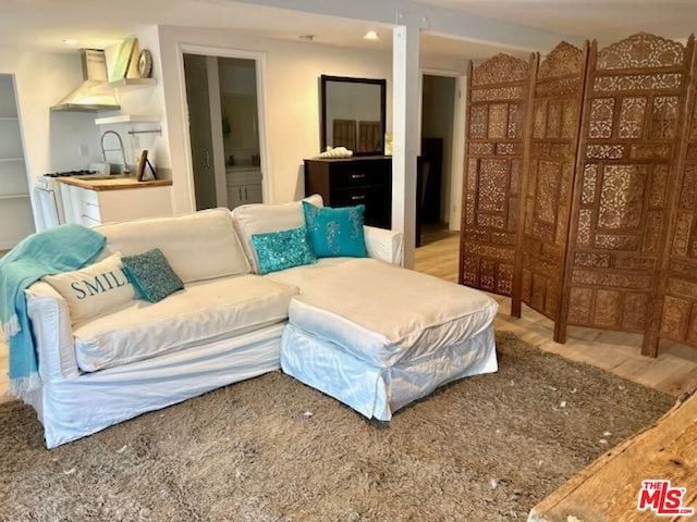 living room with wood-type flooring