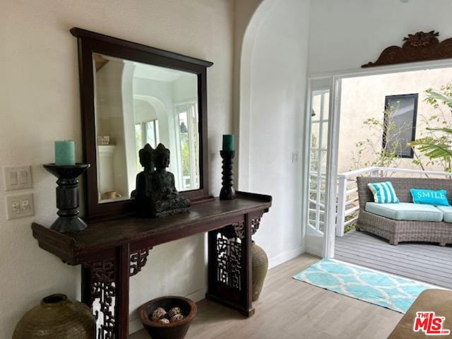 interior space with hardwood / wood-style floors