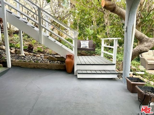 balcony with a patio area