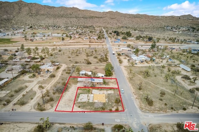 aerial view with a mountain view