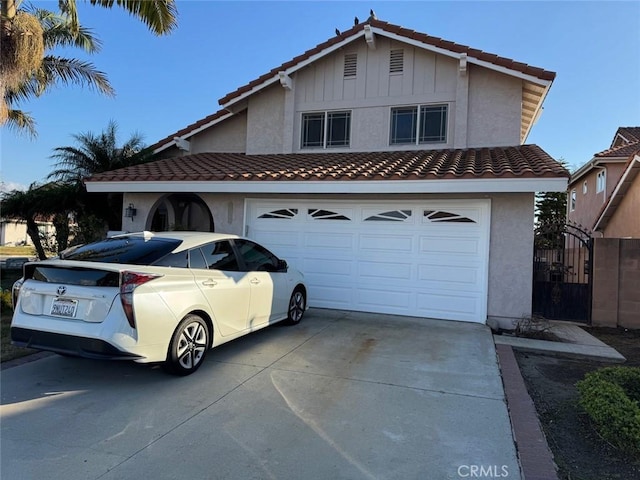 exterior space featuring a garage