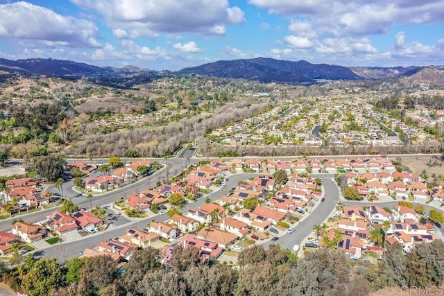 bird's eye view with a mountain view