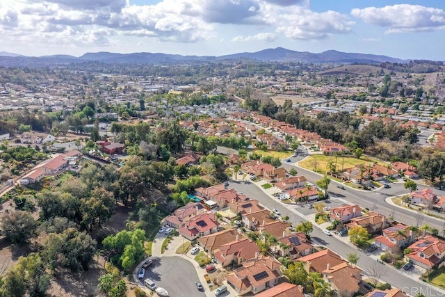 drone / aerial view with a mountain view