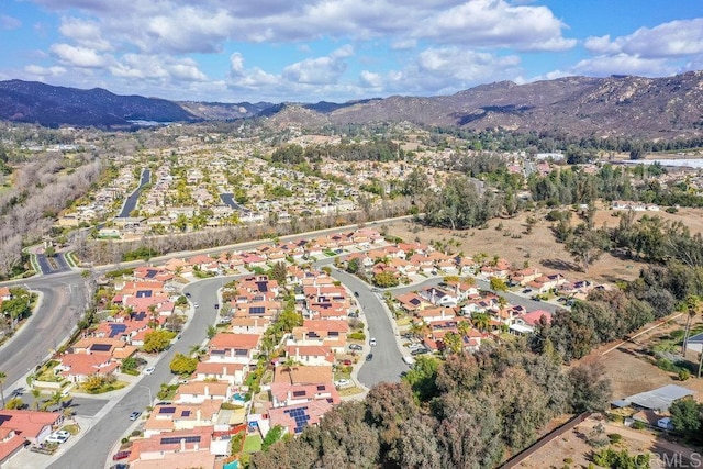 bird's eye view with a mountain view