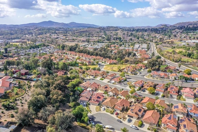 bird's eye view with a mountain view