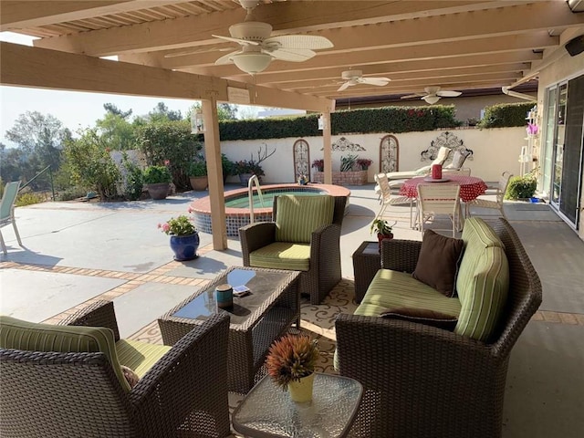 view of patio / terrace with an outdoor hangout area and ceiling fan