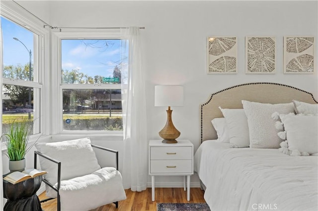 bedroom with hardwood / wood-style floors