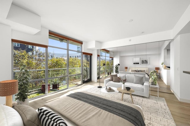 bedroom with light wood-type flooring