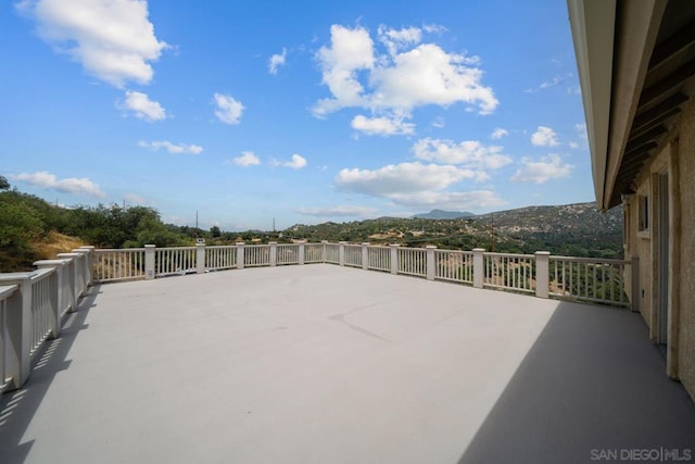 view of patio with a mountain view