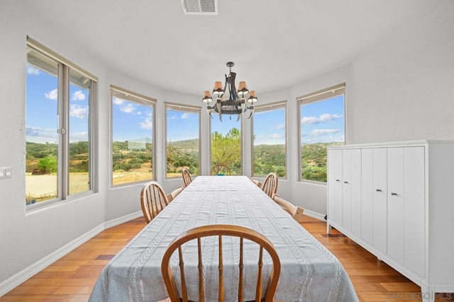 sunroom featuring a notable chandelier and a wealth of natural light