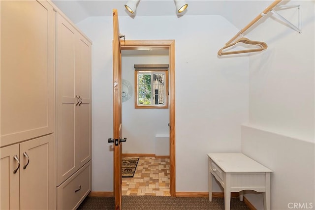 spacious closet with vaulted ceiling