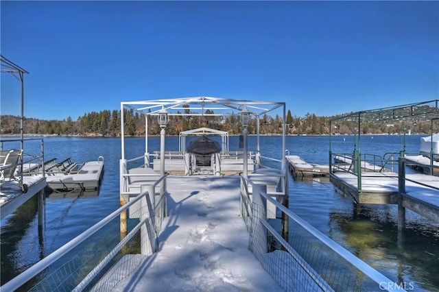 view of dock featuring a water view