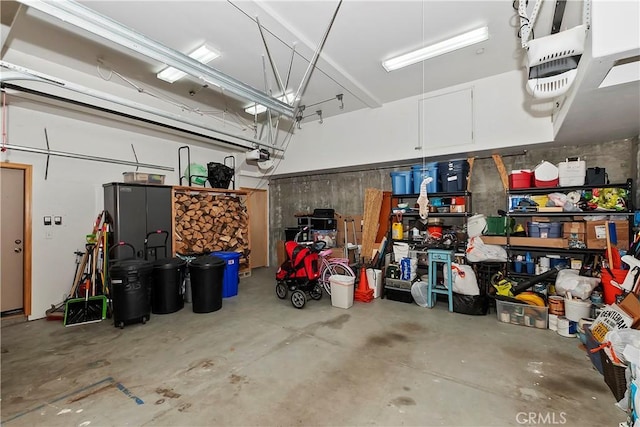 garage with a garage door opener