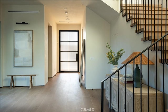 interior space with light hardwood / wood-style flooring